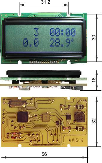 Альтиметр-вариометр AVIS-4. Размеры платы